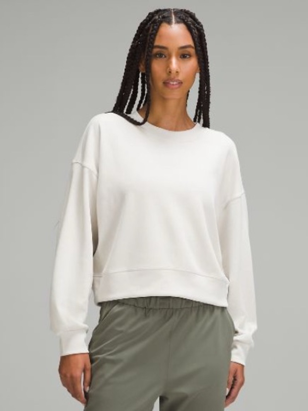 lululemon Softstreme Perfectly Oversized
Cropped Crew White Opal 12 FLAWED